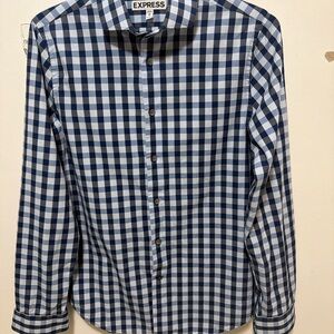 Express Blue and lighter blue Gingham Button-Down Shirt